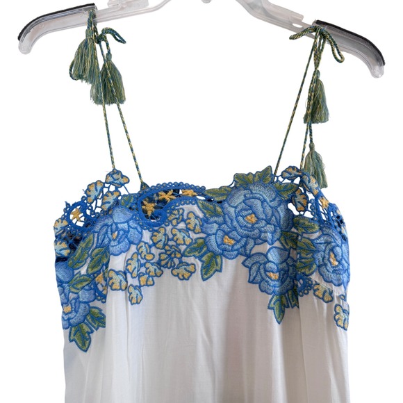 Chelsea & Violet XS White Embroidered Floral Tiered Maxi Dress MSR $148 Boho - Picture 1 of 12